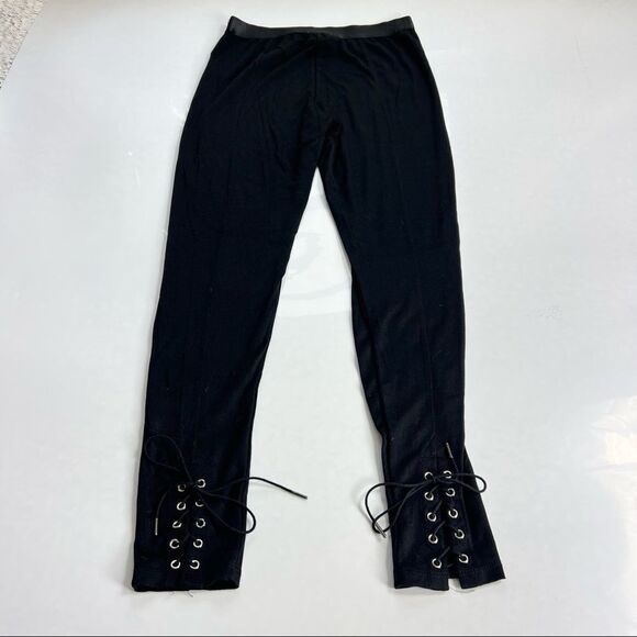 FREE PEOPLE NWT New Movement Small Black Leggings Lace Up Ankle Joggers - Picture 5 of 9